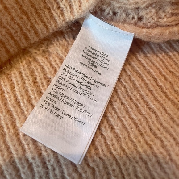 J CREW Sweater Women’s Size L Pink Cable-Knit Balloon Sleeve Alpaca Wool Blend - Picture 8 of 16